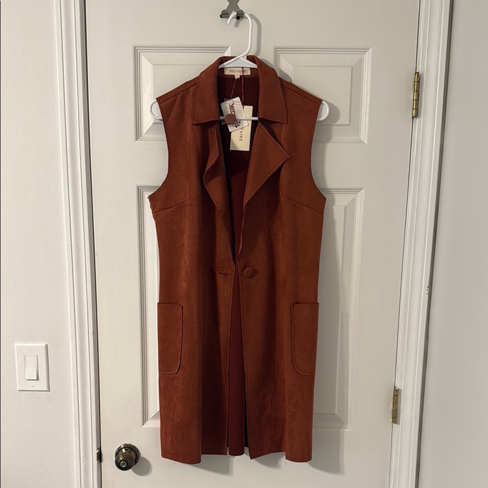 NWT Solitaire Burnt Orange Suede Vest